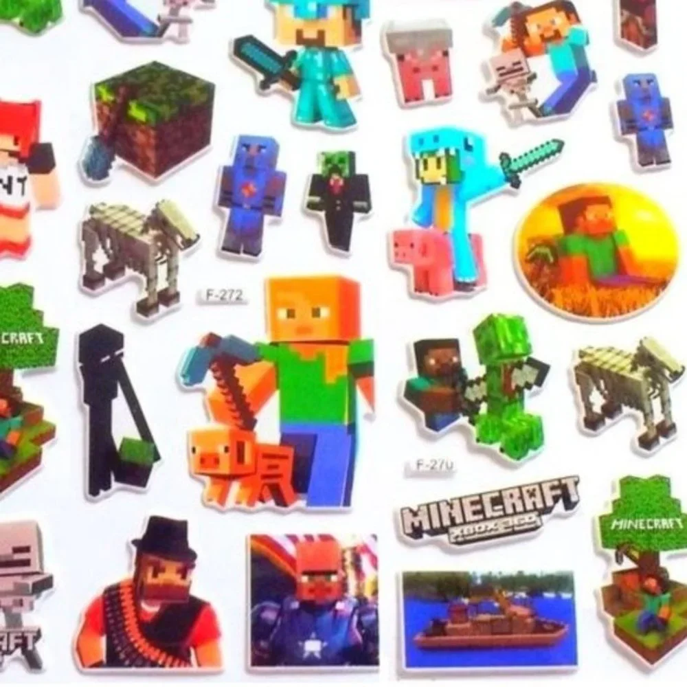 PUFFY MINECRAFT VIDEO GAME STICKERS PARTY FAVORS BUBBLE FOAM POP ADHESIVES (3)